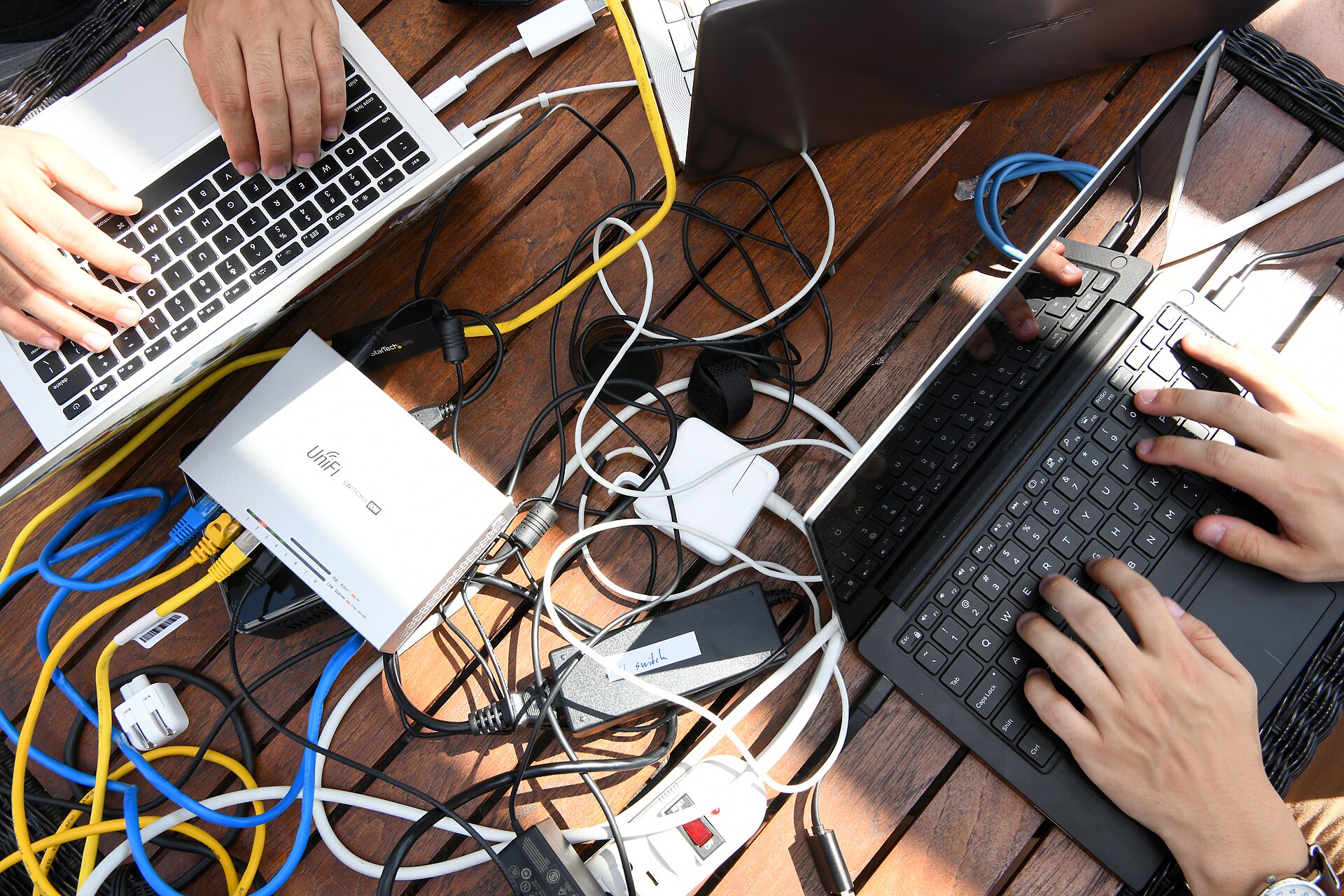 Operators prepare for a capture-the-flag hacking competition at DEF CON 27.